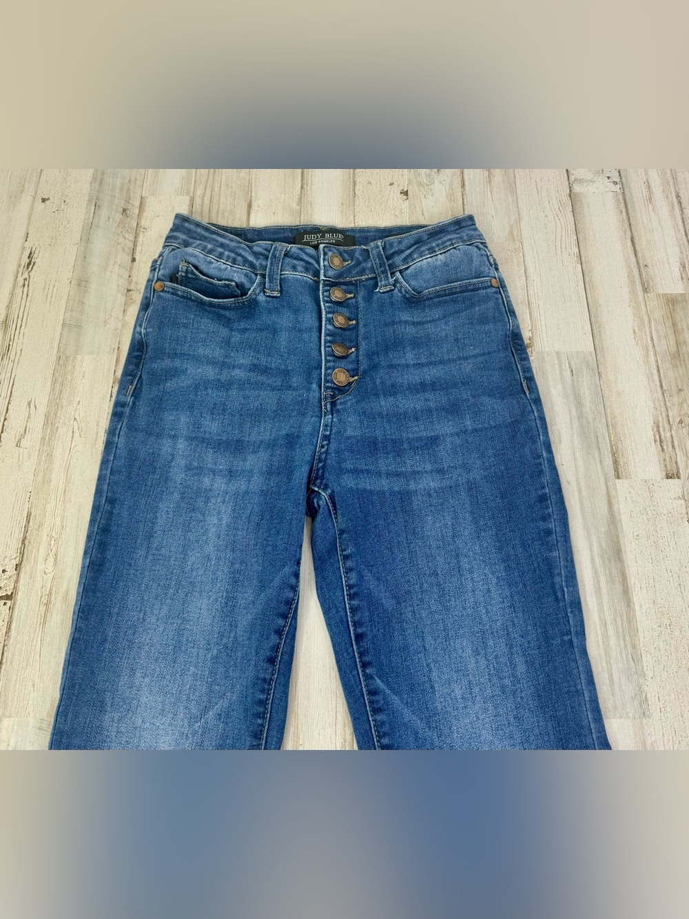 Judy Blue Jeans Womens 3/26 (25x31) Blue Mid Rise Trouser Flare Fit - Picture 2 of 11